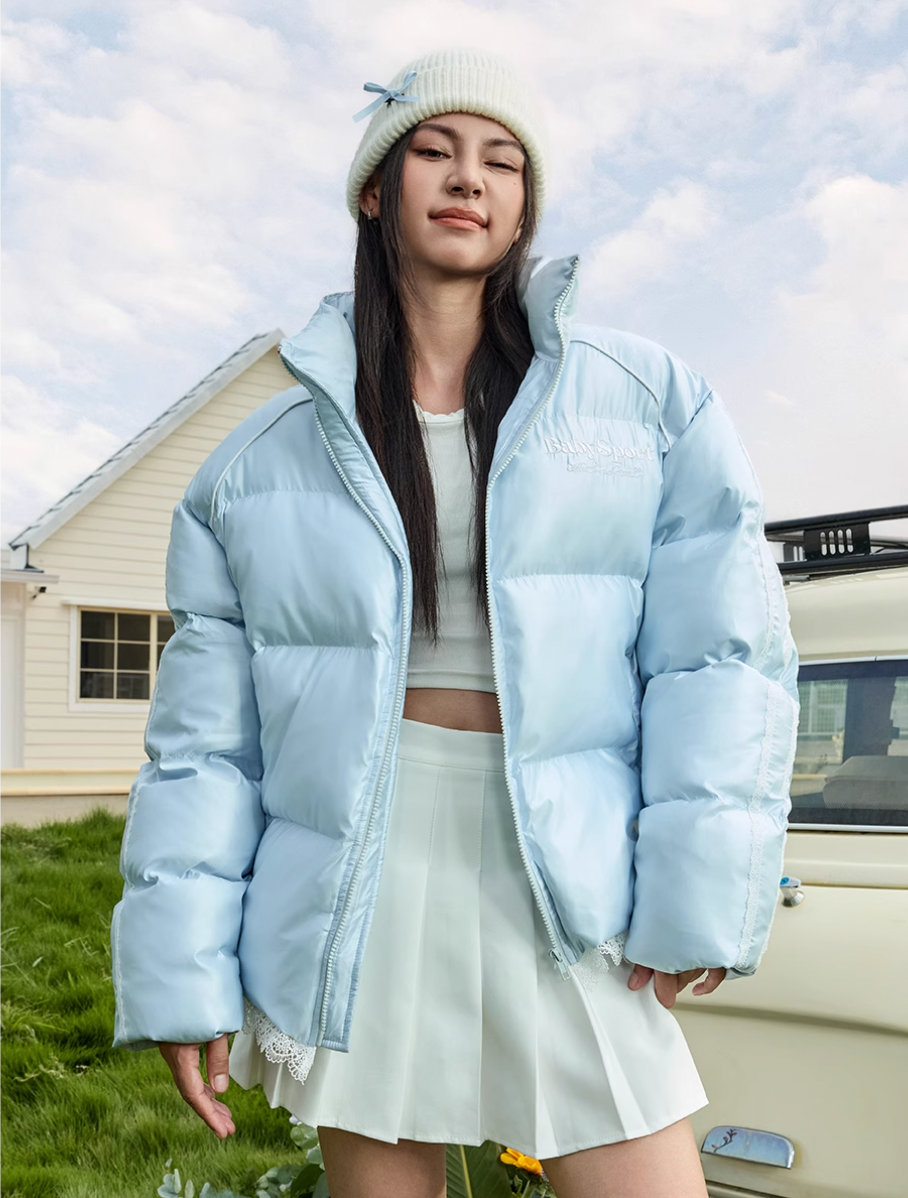 Harsh and Cruel Lace Patchwork Sport Down Jacket | Face 3 Face