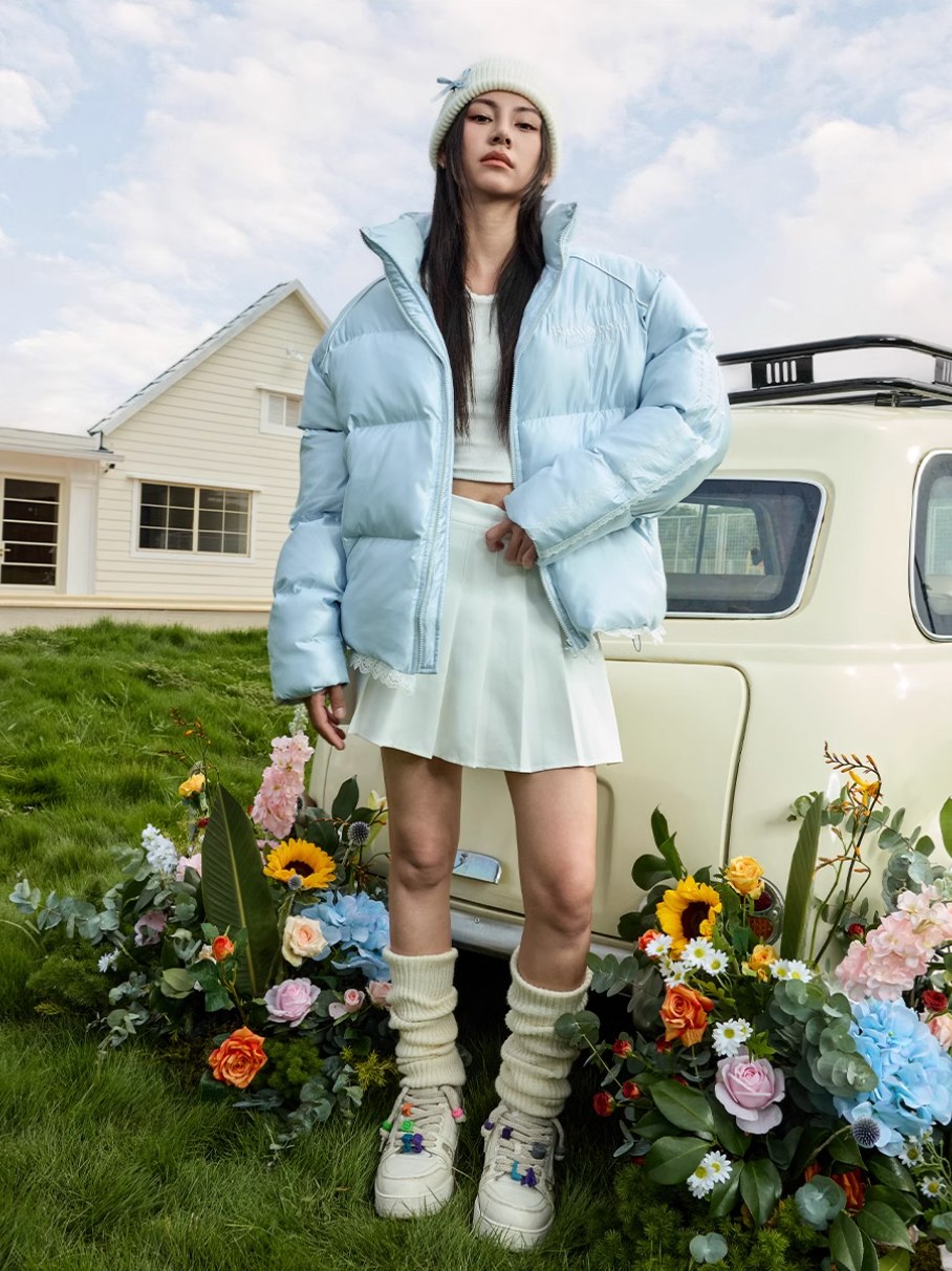 Harsh and Cruel Lace Patchwork Sport Down Jacket | Face 3 Face