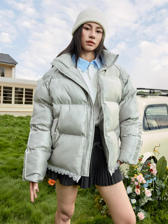 Harsh and Cruel Lace Patchwork Sport Down Jacket | Face 3 Face