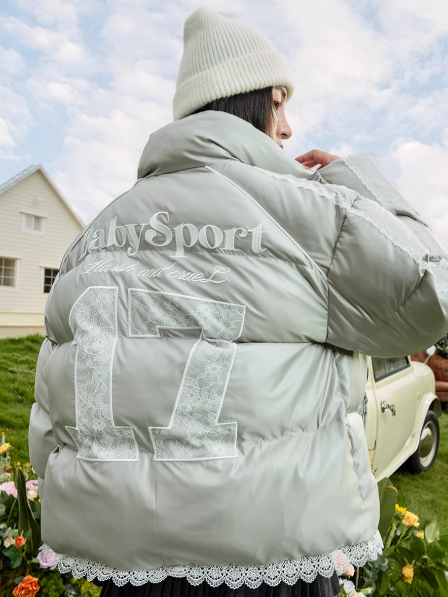 Harsh and Cruel Lace Patchwork Sport Down Jacket | Face 3 Face