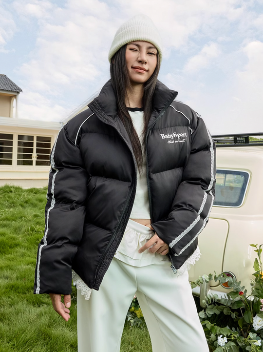 Harsh and Cruel Lace Patchwork Sport Down Jacket | Face 3 Face