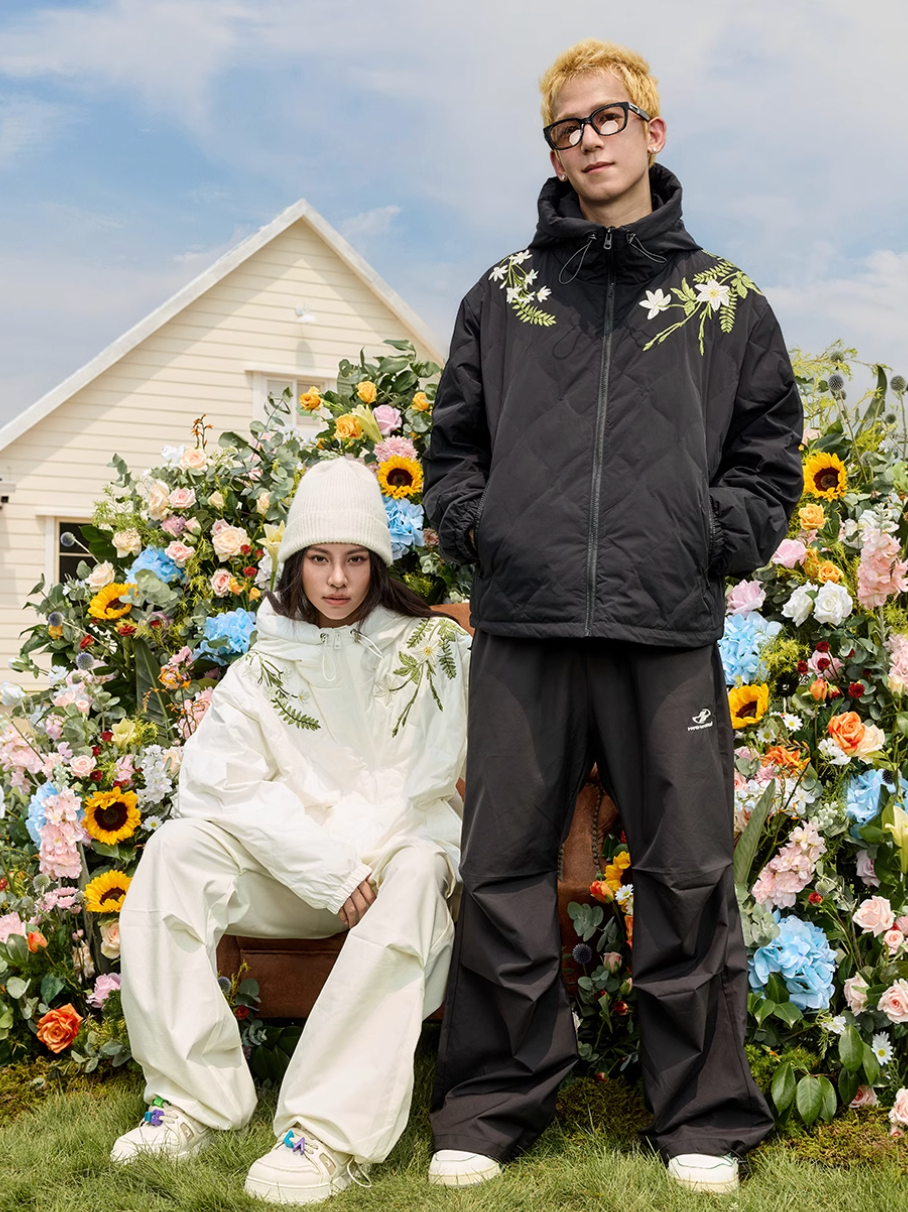 Harsh and Cruel Floral Quilted Hooded Down Jacket | Face 3 Face