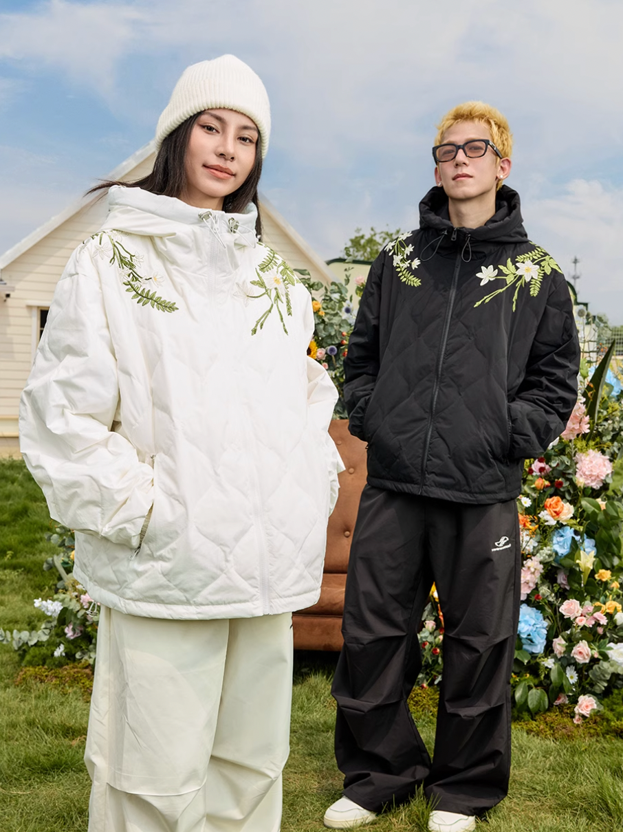 Harsh and Cruel Floral Quilted Hooded Down Jacket | Face 3 Face