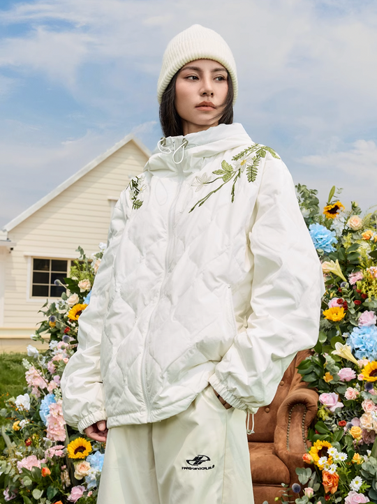 Harsh and Cruel Floral Quilted Hooded Down Jacket | Face 3 Face