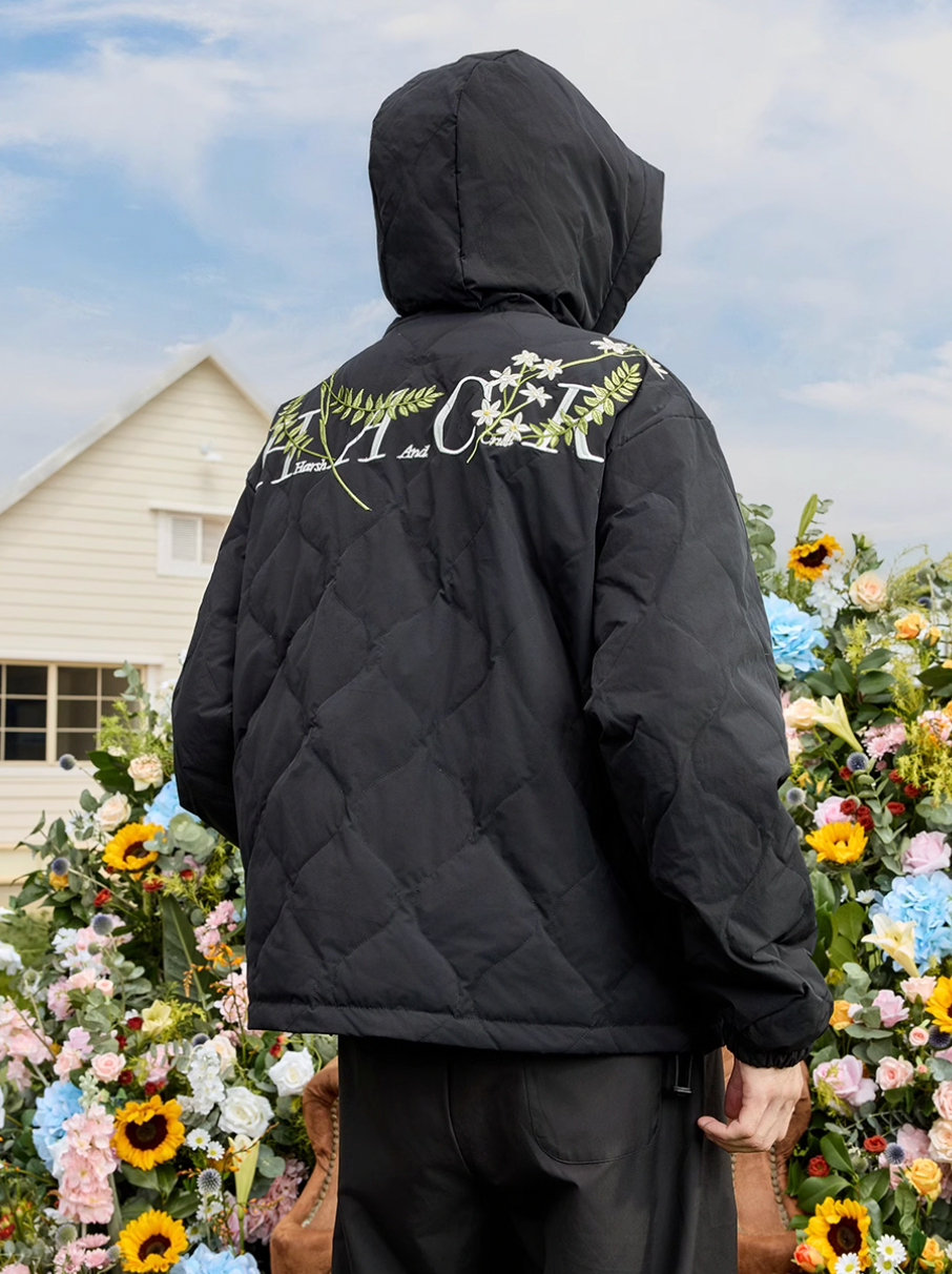 Harsh and Cruel Floral Quilted Hooded Down Jacket | Face 3 Face