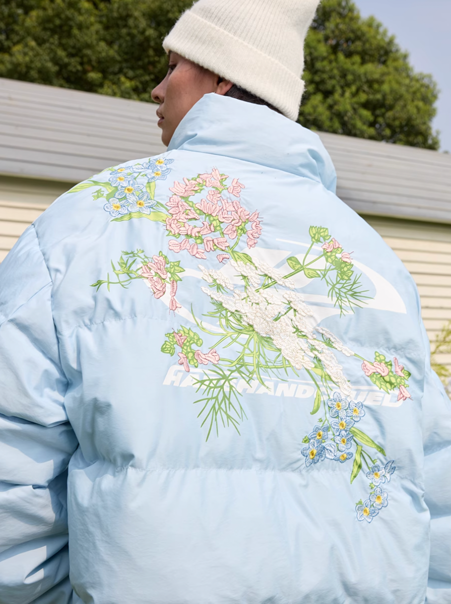 Harsh and Cruel Floral Embroidery Print Down Jacket | Face 3 Face