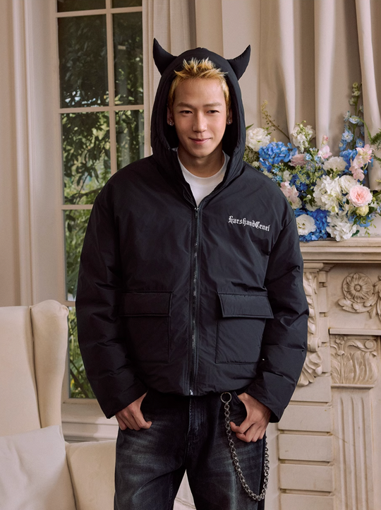 Harsh and Cruel Devil Lace Patch Embroidery Hooded Puffer Jacket | Face 3 Face