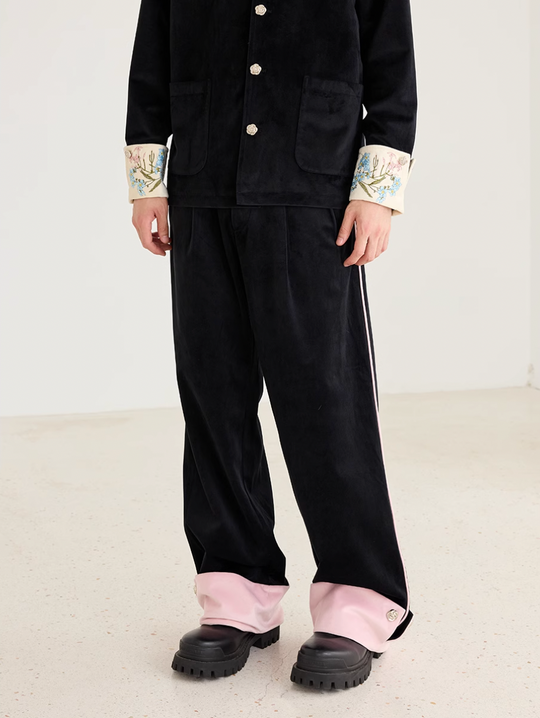 Harsh and Cruel Velvet Colorblock Wide-Leg Trousers | Face 3 Face