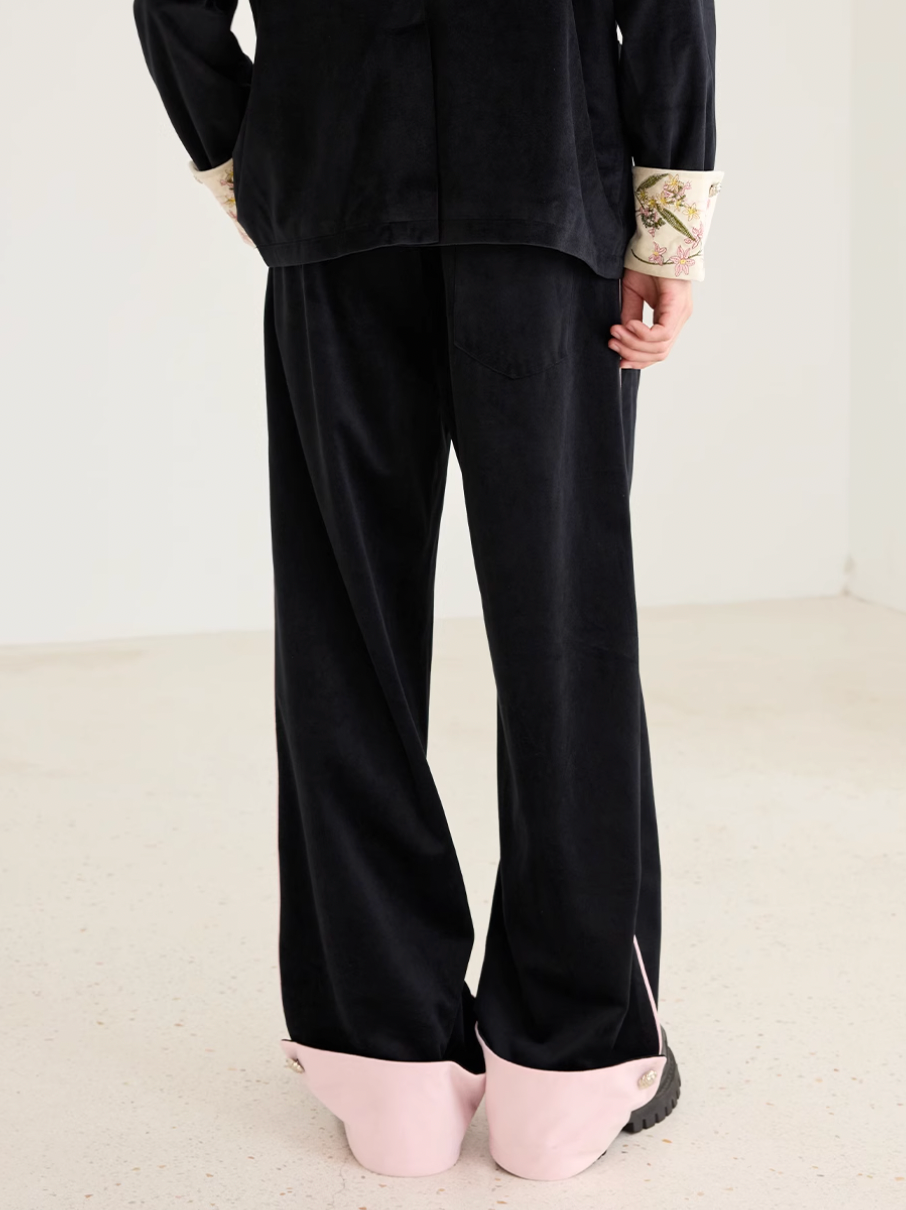 Harsh and Cruel Velvet Colorblock Wide-Leg Trousers | Face 3 Face