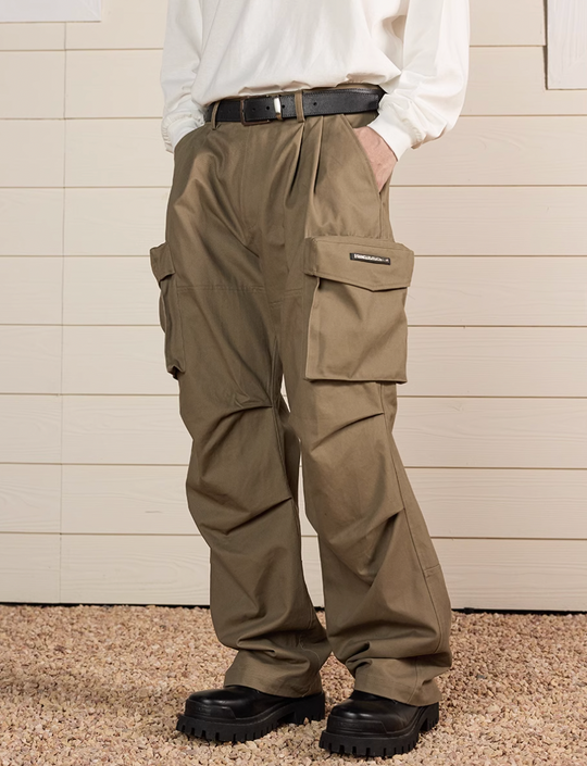 Harsh and Cruel Multi Pocket Metal Tag Pleated Paratrooper Cargo Pants | Face 3 Face
