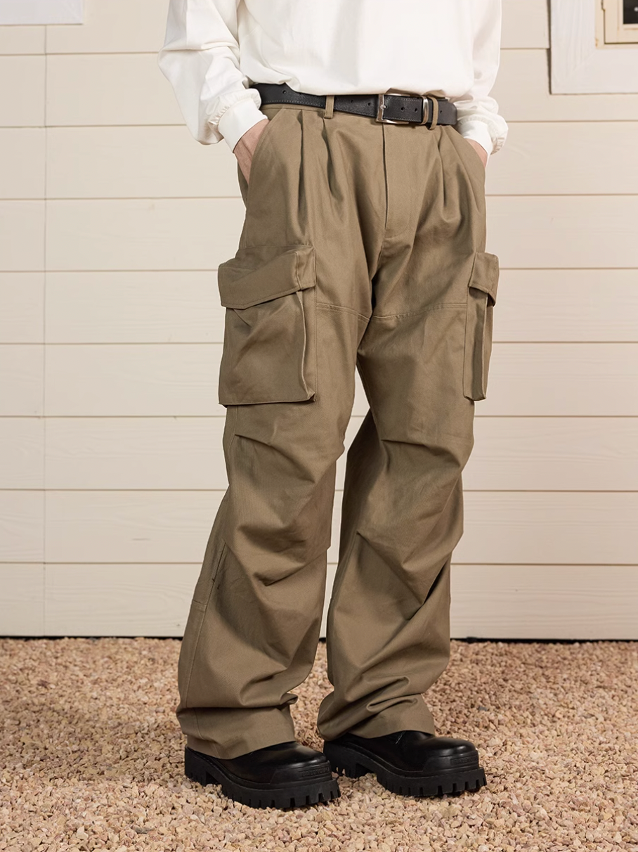 Harsh and Cruel Multi Pocket Metal Tag Pleated Paratrooper Cargo Pants | Face 3 Face