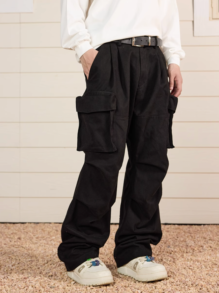 Harsh and Cruel Multi Pocket Metal Tag Pleated Paratrooper Cargo Pants | Face 3 Face
