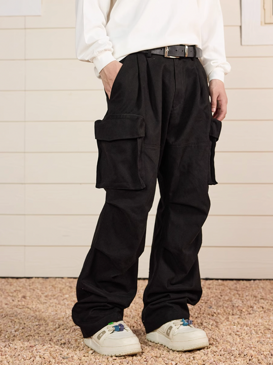 Harsh and Cruel Multi Pocket Metal Tag Pleated Paratrooper Cargo Pants | Face 3 Face