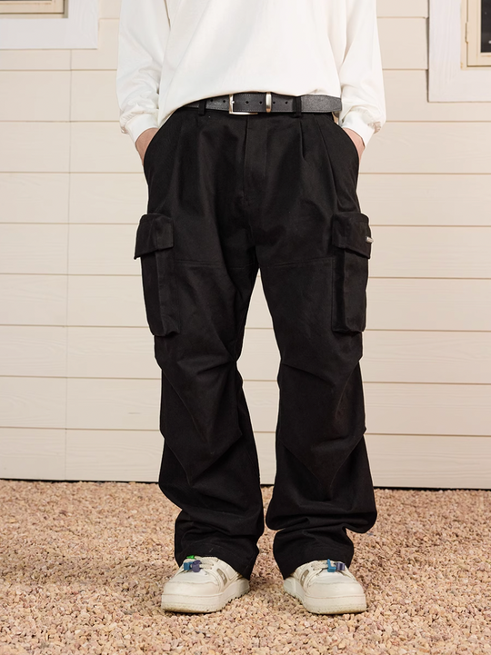Harsh and Cruel Multi Pocket Metal Tag Pleated Paratrooper Cargo Pants | Face 3 Face