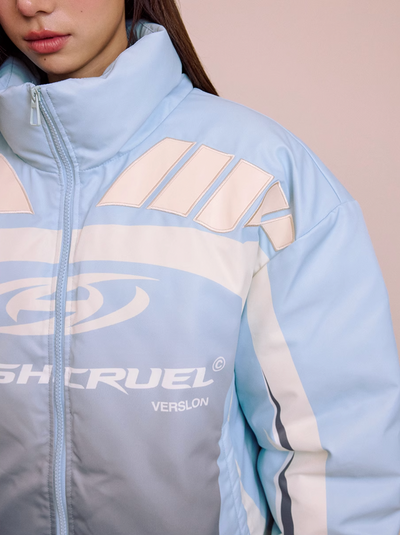 Harsh and Cruel Color Blocked Gradient Racing Down Jacket | Face 3 Face