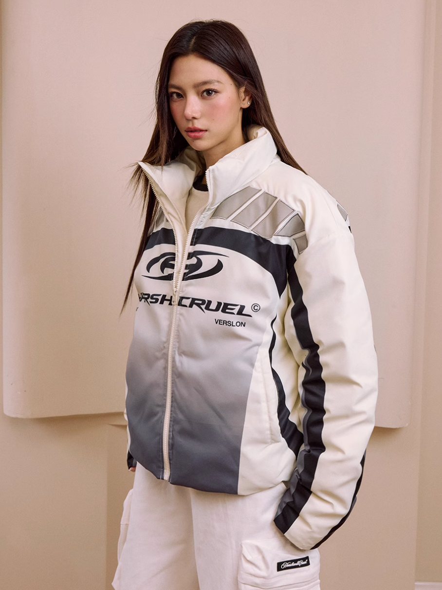 Harsh and Cruel Color Blocked Gradient Racing Down Jacket | Face 3 Face