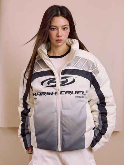 Harsh and Cruel Color Blocked Gradient Racing Down Jacket | Face 3 Face