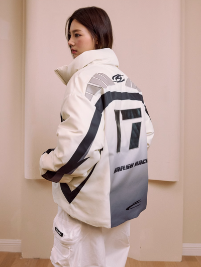 Harsh and Cruel Color Blocked Gradient Racing Down Jacket | Face 3 Face