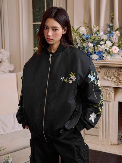 Harsh and Cruel Arm Floral Embroidered MA-1 Bomber Jacket | Face 3 Face