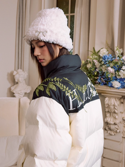 Harsh and Cruel Patchwork Wreath Embroidered Down Jacket | Face 3 Face