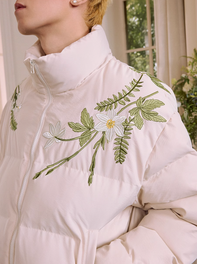 Harsh and Cruel Wreath Embroidered Down Jacket | Face 3 Face