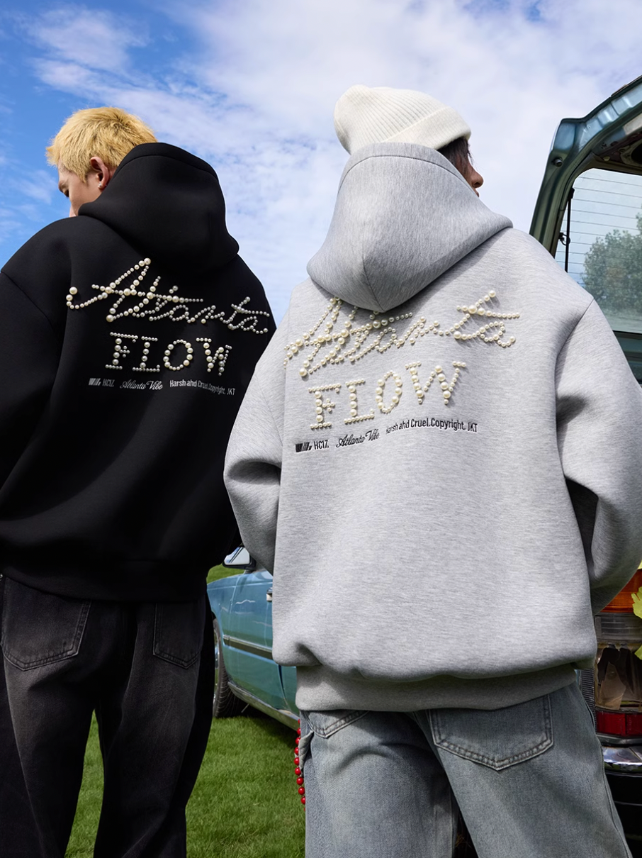 Harsh and Cruel Signature Pearl Embroidered Zip Up Hoodie | Face 3 Face