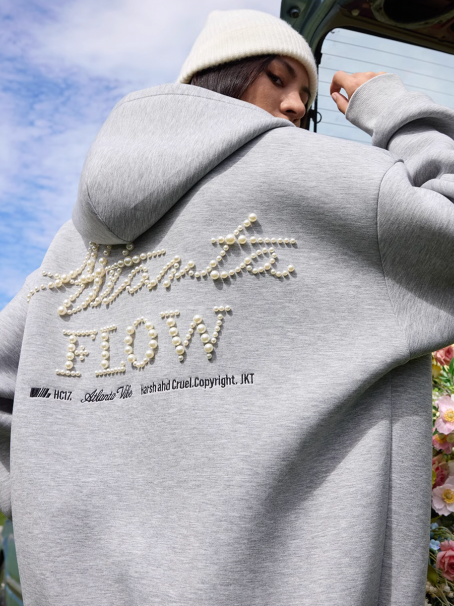 Harsh and Cruel Signature Pearl Embroidered Zip Up Hoodie | Face 3 Face