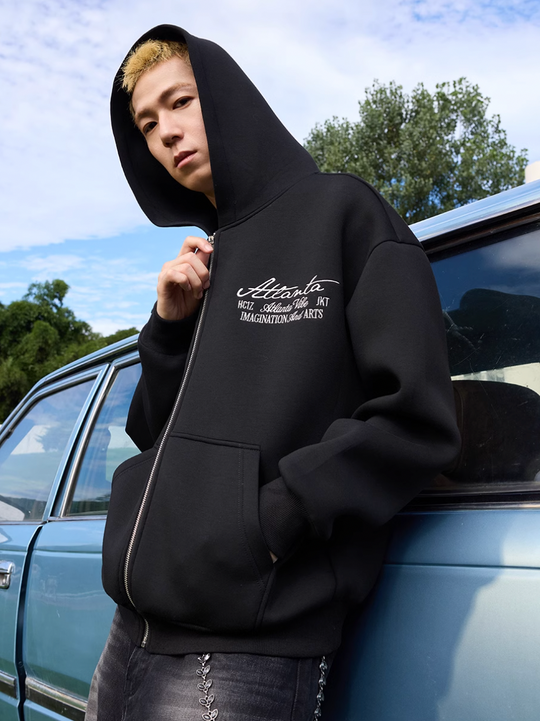 Harsh and Cruel Signature Pearl Embroidered Zip Up Hoodie | Face 3 Face
