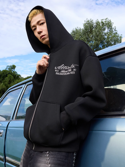 Harsh and Cruel Signature Pearl Embroidered Zip Up Hoodie | Face 3 Face