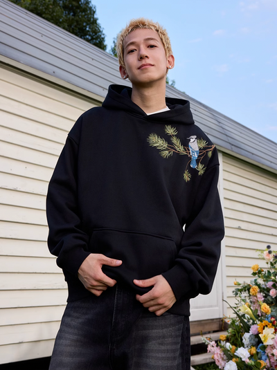 Harsh and Cruel Embroidered Pine Bird Hoodie | Face 3 Face