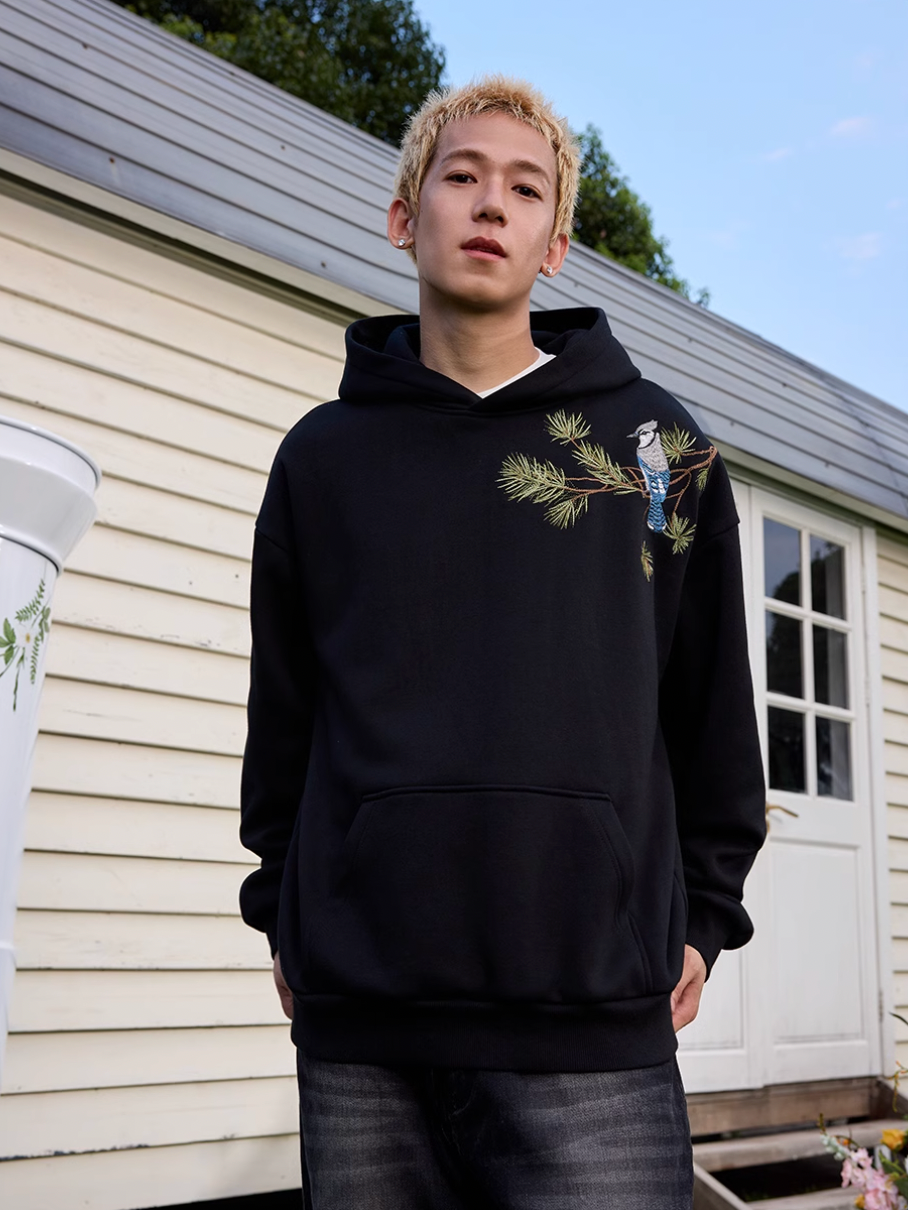 Harsh and Cruel Embroidered Pine Bird Hoodie | Face 3 Face