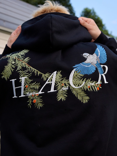 Harsh and Cruel Embroidered Pine Bird Hoodie | Face 3 Face