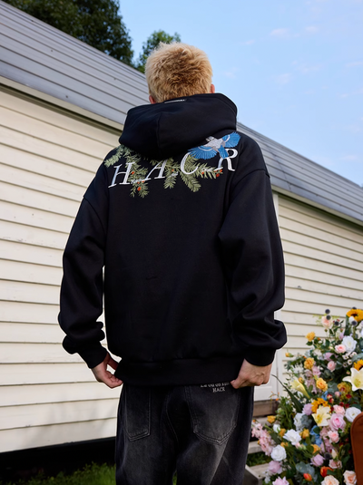 Harsh and Cruel Embroidered Pine Bird Hoodie | Face 3 Face