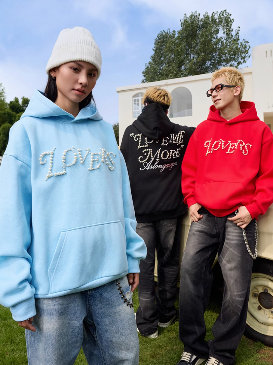 Harsh and Cruel Love Me More Pearl Embroidered Hoodie | Face 3 Face