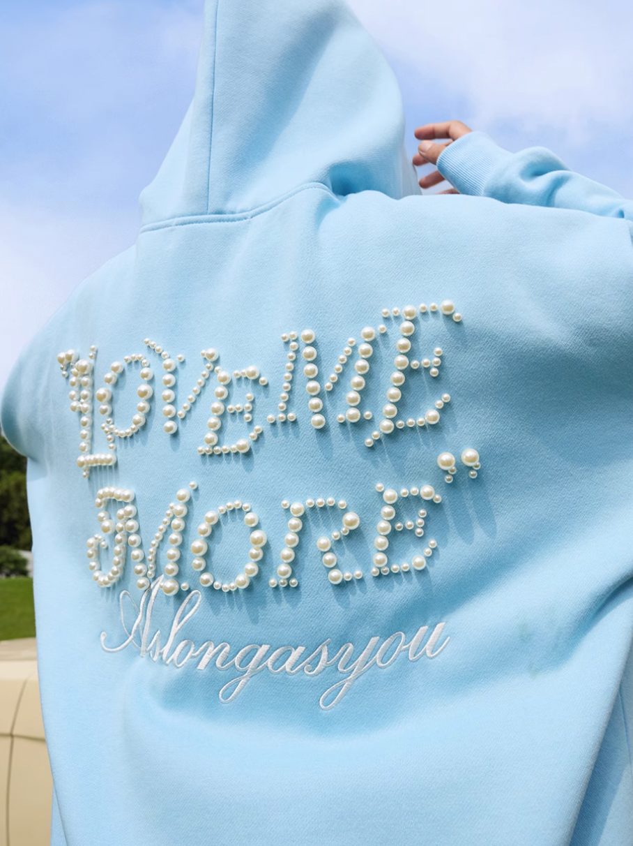 Harsh and Cruel Love Me More Pearl Embroidered Hoodie | Face 3 Face