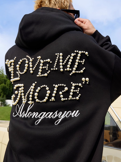 Harsh and Cruel Love Me More Pearl Embroidered Hoodie | Face 3 Face