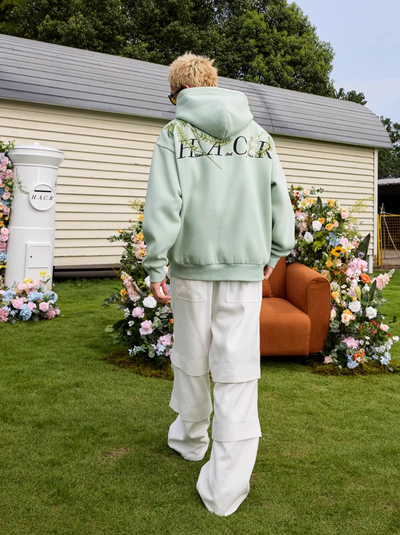 Harsh and Cruel Floral Garland Embroidered Text HACR Hoodie | Face 3 Face