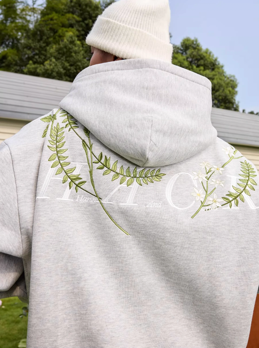 Harsh and Cruel Floral Garland Embroidered Text HACR Hoodie | Face 3 Face