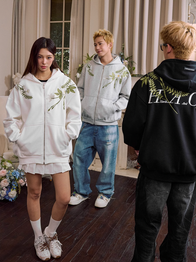 Harsh and Cruel Floral Garland Wreath Embroidered Hoodie | Face 3 Face