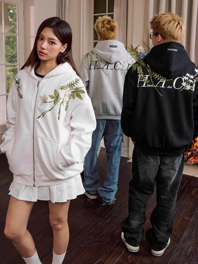 Harsh and Cruel Floral Garland Wreath Embroidered Hoodie | Face 3 Face