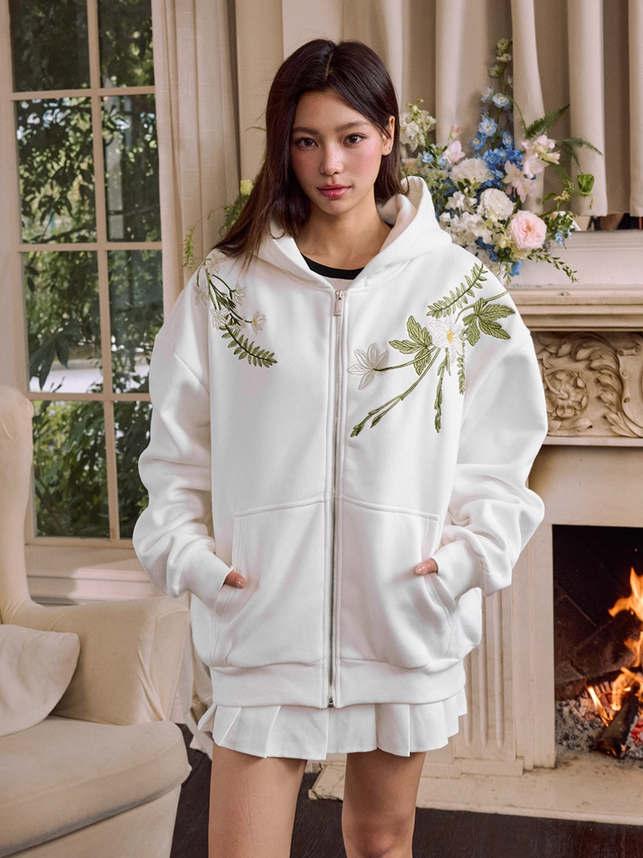 Harsh and Cruel Floral Garland Wreath Embroidered Hoodie | Face 3 Face