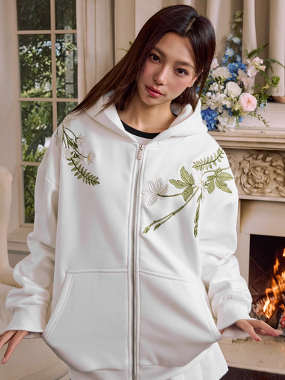 Harsh and Cruel Floral Garland Wreath Embroidered Hoodie | Face 3 Face