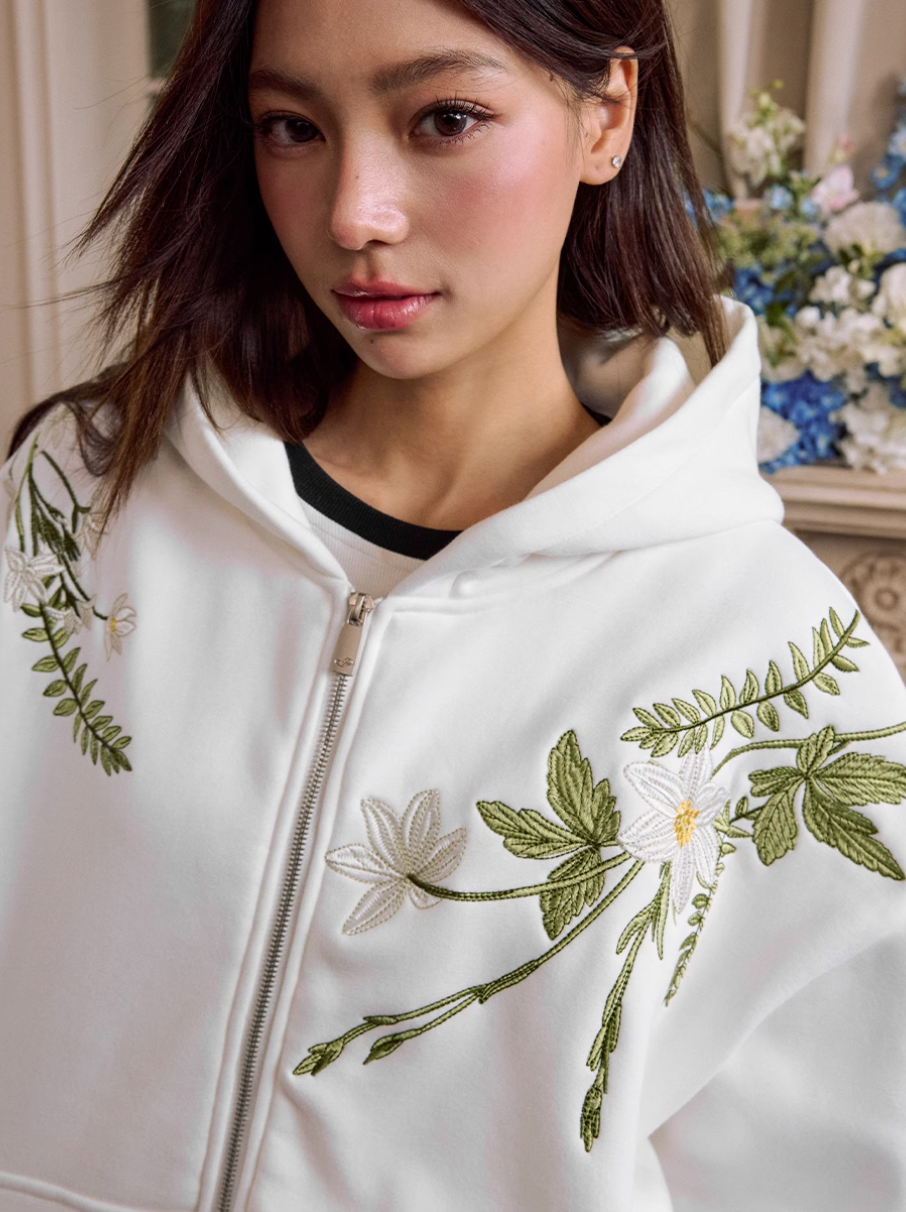 Harsh and Cruel Floral Garland Wreath Embroidered Hoodie | Face 3 Face