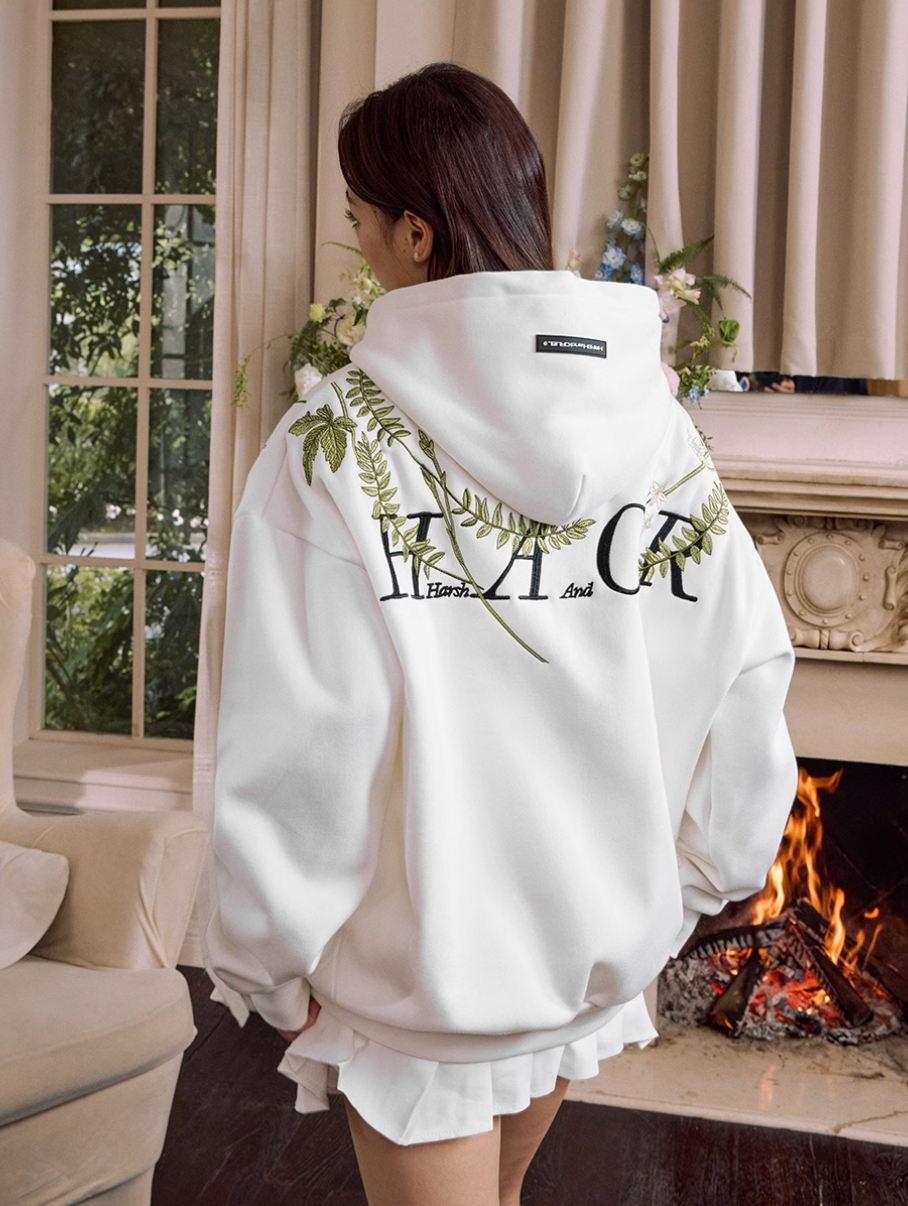 Harsh and Cruel Floral Garland Wreath Embroidered Hoodie | Face 3 Face