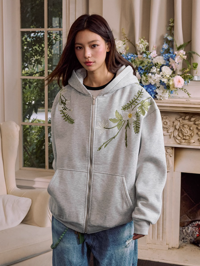 Harsh and Cruel Floral Garland Wreath Embroidered Hoodie | Face 3 Face