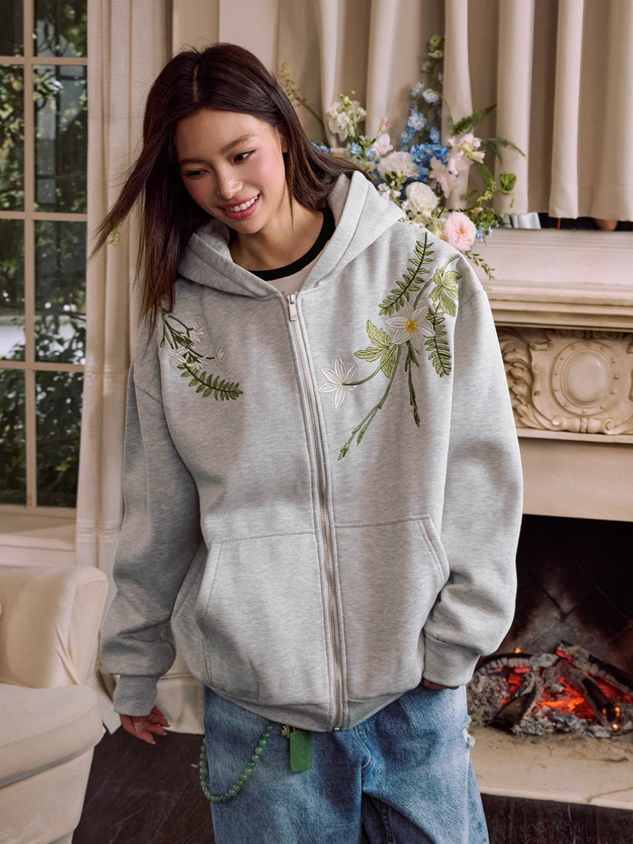 Harsh and Cruel Floral Garland Wreath Embroidered Hoodie | Face 3 Face