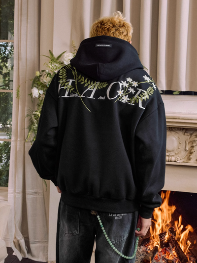 Harsh and Cruel Floral Garland Wreath Embroidered Hoodie | Face 3 Face