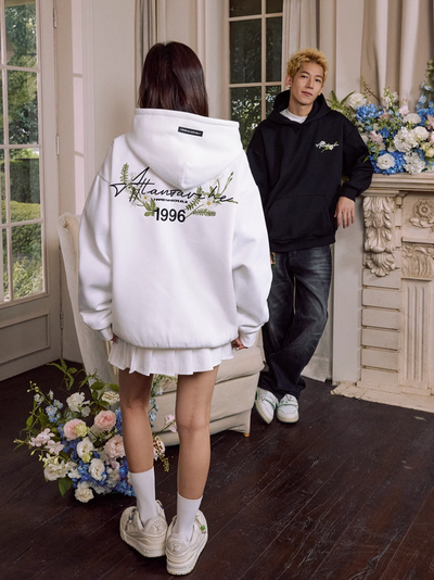 Harsh and Cruel Floral Wreath Embroidered Botanical Hoodie | Face 3 Face