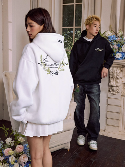 Harsh and Cruel Floral Wreath Embroidered Botanical Hoodie | Face 3 Face