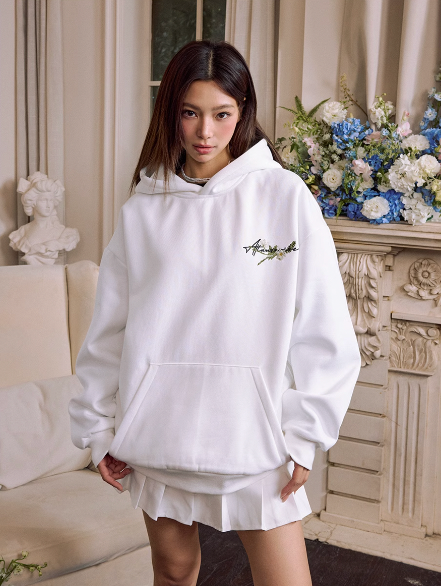 Harsh and Cruel Floral Wreath Embroidered Botanical Hoodie | Face 3 Face